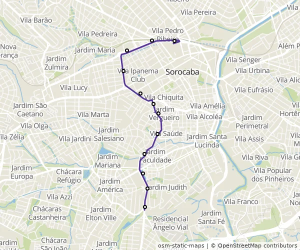Mapa do itinerário da linha