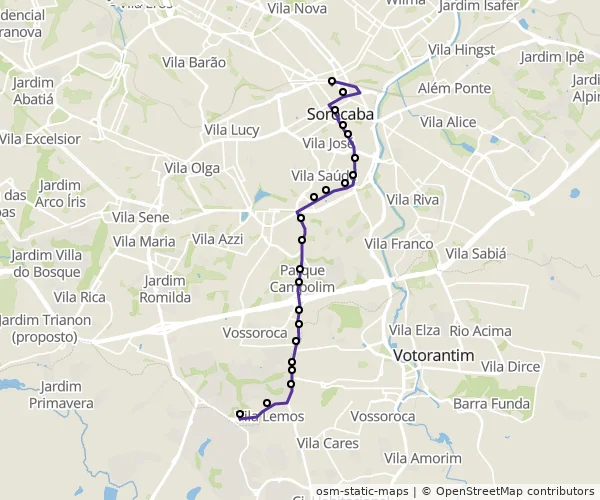 Mapa do itinerário da linha