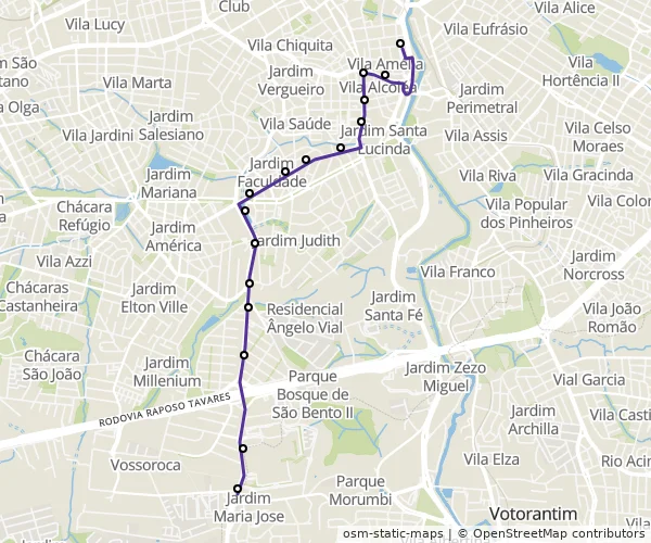 Mapa do itinerário da linha