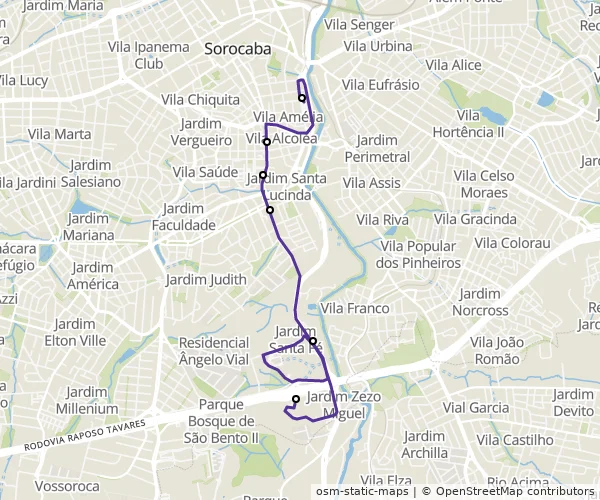 Mapa do itinerário da linha