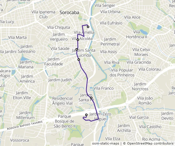 Mapa do itinerário da linha