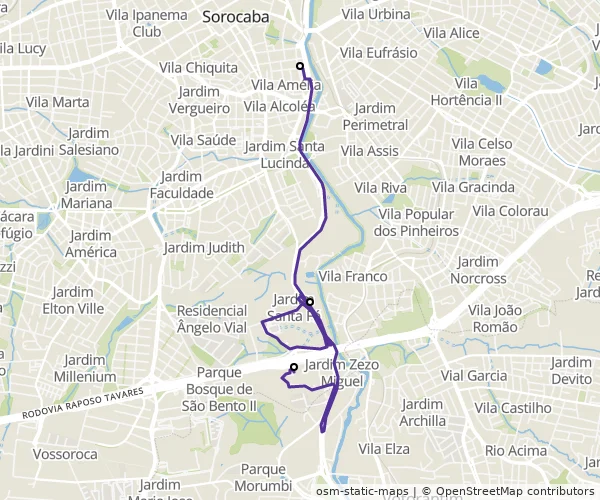 Mapa do itinerário da linha