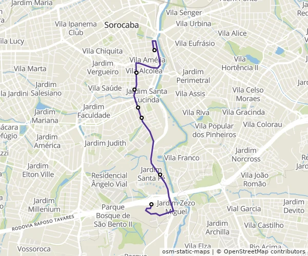 Mapa do itinerário da linha