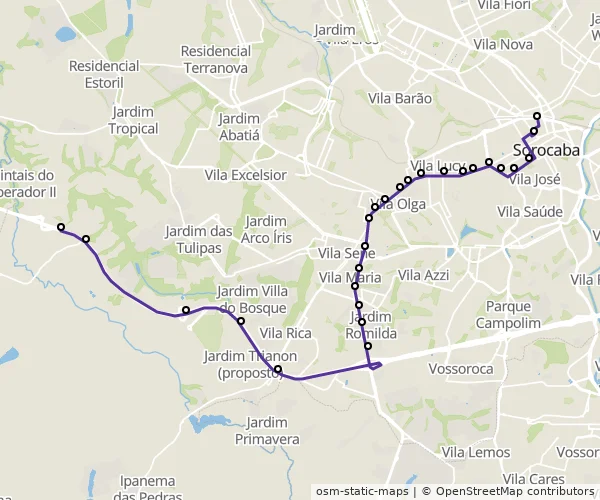 Mapa do itinerário da linha