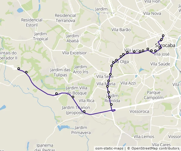 Mapa do itinerário da linha