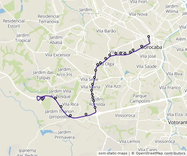 Mapa do itinerário da linha