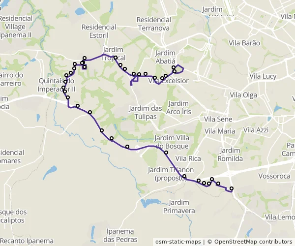 Mapa do itinerário da linha