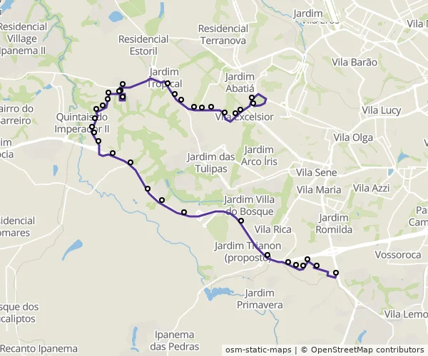 Mapa do itinerário da linha