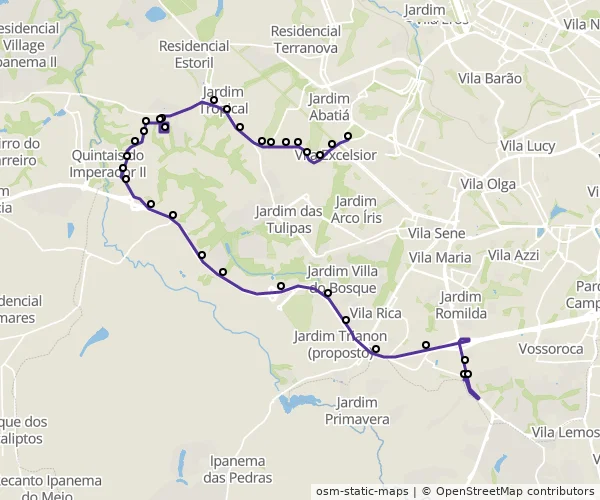 Mapa do itinerário da linha