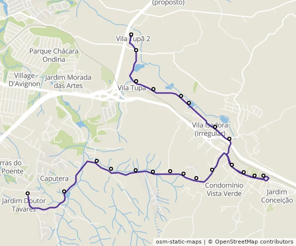 Mapa do itinerário da linha