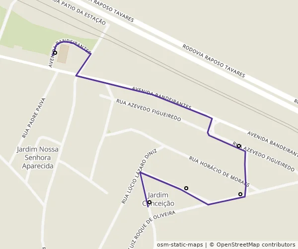 Mapa do itinerário da linha