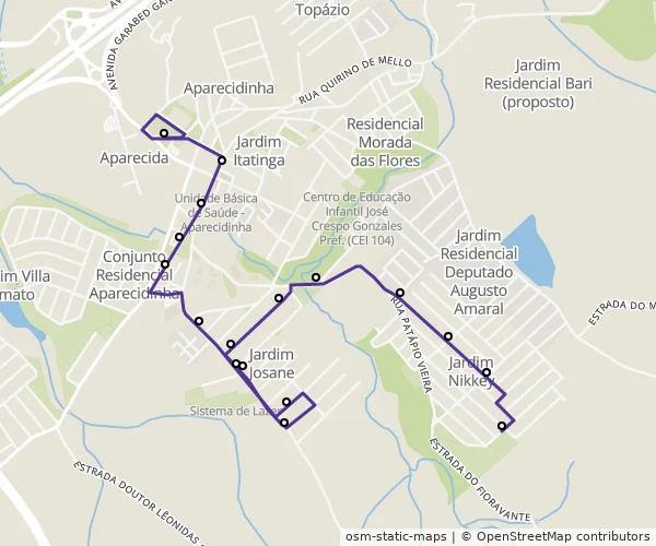 Mapa do itinerário da linha