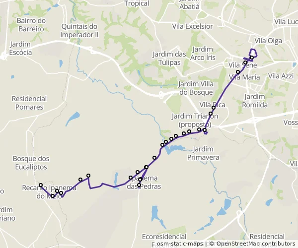 Mapa do itinerário da linha