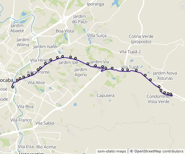 Mapa do itinerário da linha