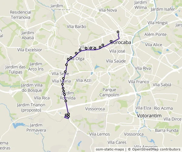 Mapa do itinerário da linha