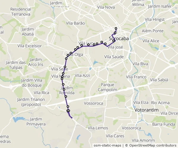 Mapa do itinerário da linha