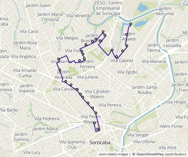 Mapa do itinerário da linha