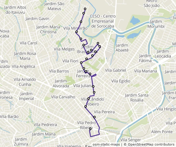 Mapa do itinerário da linha