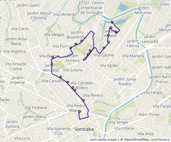 Mapa do itinerário da linha