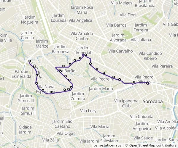 Mapa do itinerário da linha