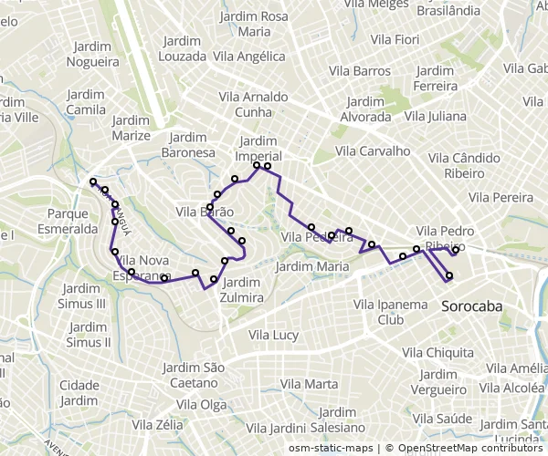 Mapa do itinerário da linha