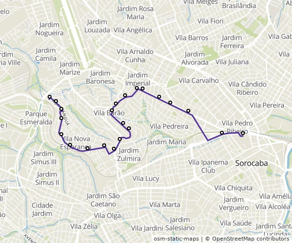 Mapa do itinerário da linha