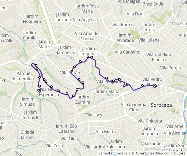 Mapa do itinerário da linha
