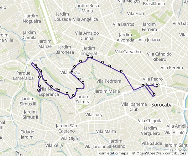Mapa do itinerário da linha