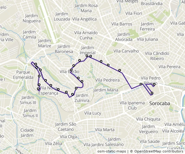 Mapa do itinerário da linha
