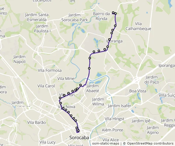 Mapa do itinerário da linha