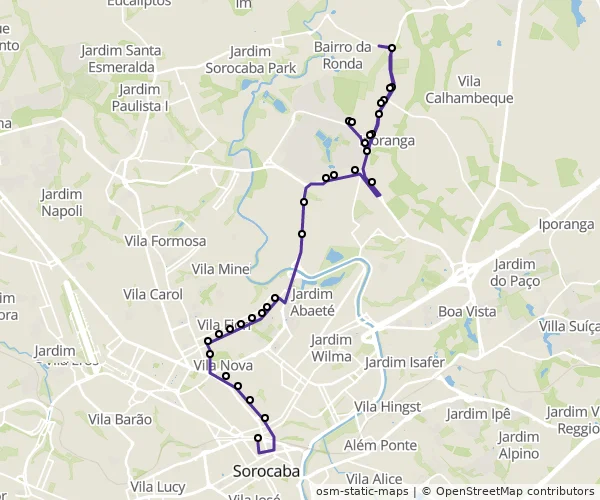 Mapa do itinerário da linha