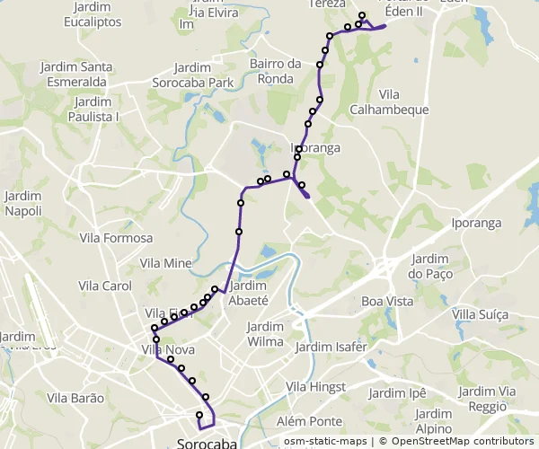 Mapa do itinerário da linha