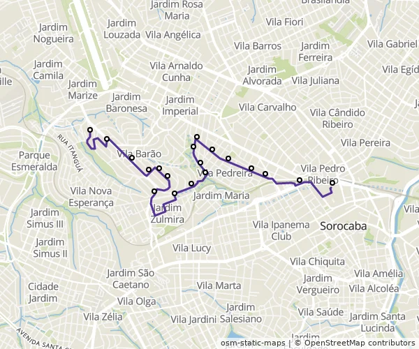 Mapa do itinerário da linha