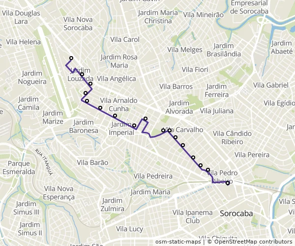 Mapa do itinerário da linha