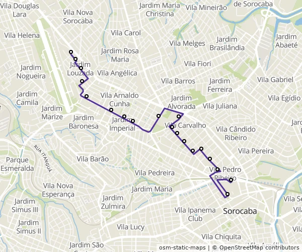 Mapa do itinerário da linha