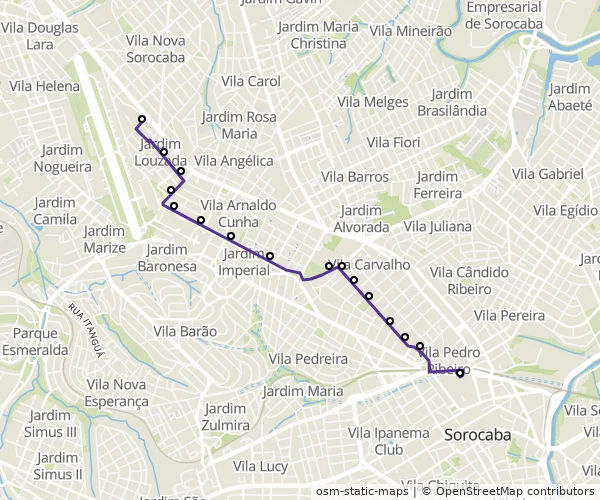 Mapa do itinerário da linha
