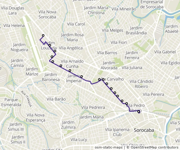 Mapa do itinerário da linha
