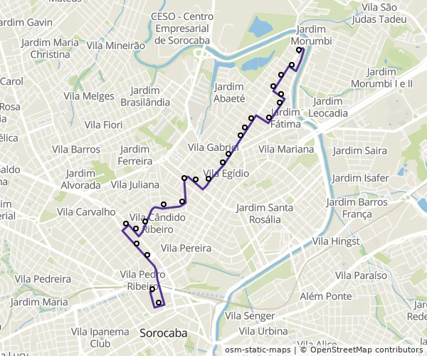 Mapa do itinerário da linha