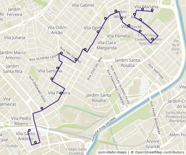 Mapa do itinerário da linha