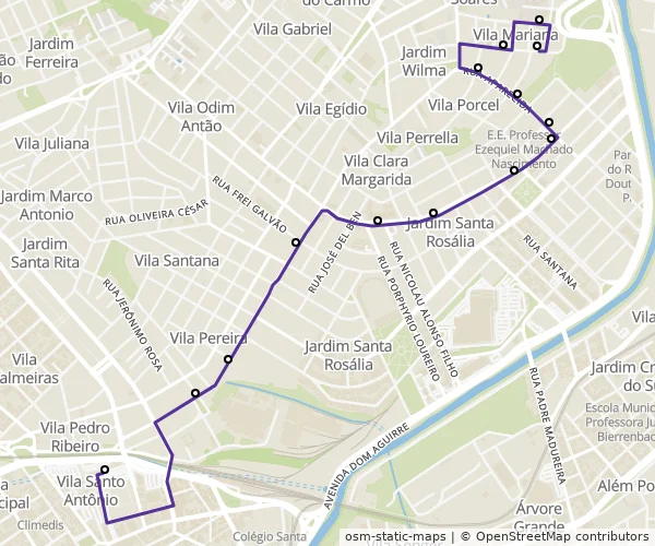 Mapa do itinerário da linha