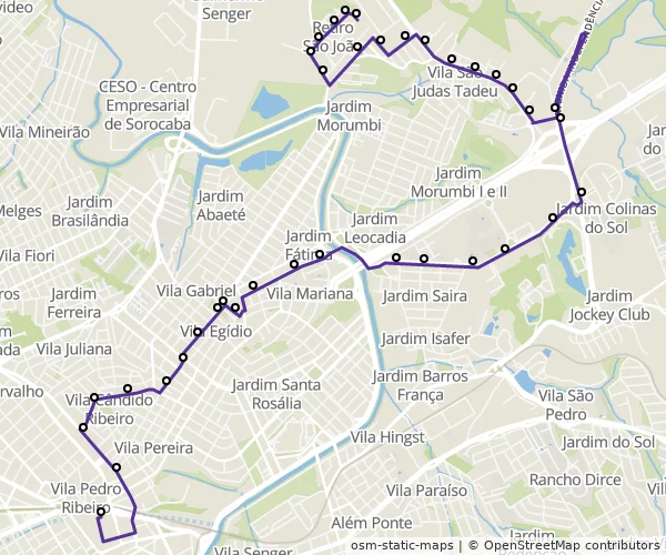 Mapa do itinerário da linha