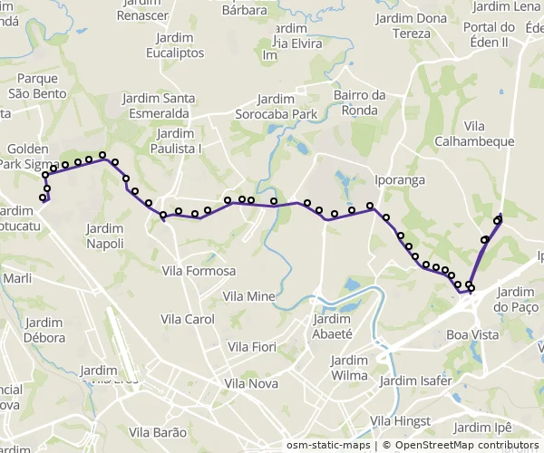 Mapa do itinerário da linha
