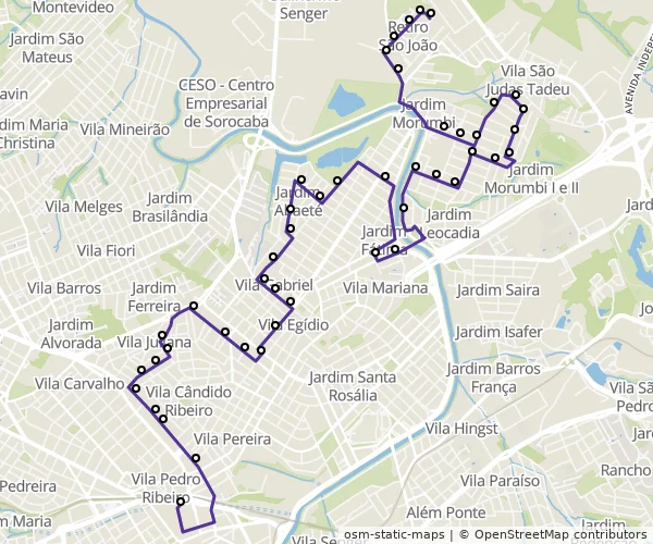 Mapa do itinerário da linha