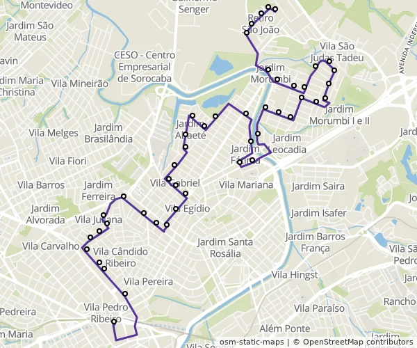 Mapa do itinerário da linha
