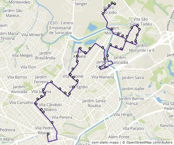 Mapa do itinerário da linha