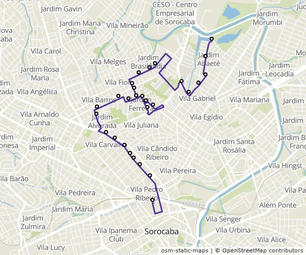 Mapa do itinerário da linha