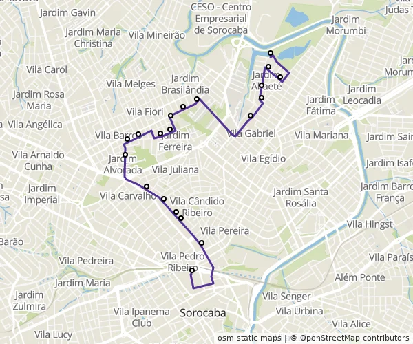 Mapa do itinerário da linha