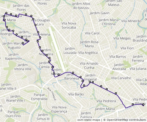 Mapa do itinerário da linha