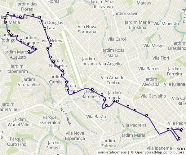 Mapa do itinerário da linha