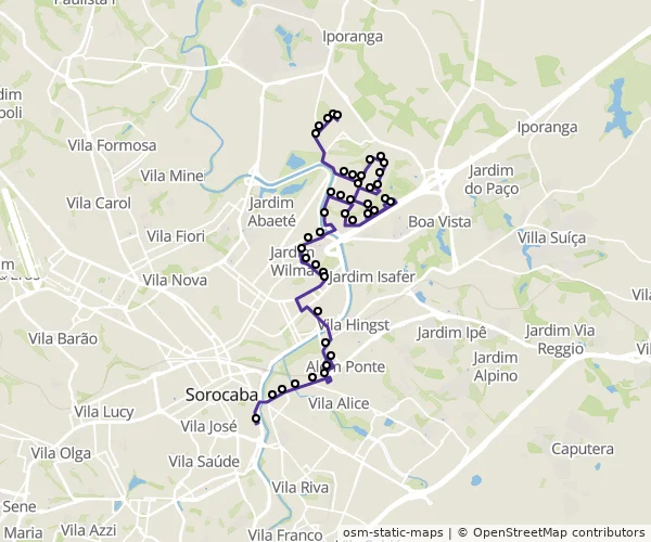 Mapa do itinerário da linha